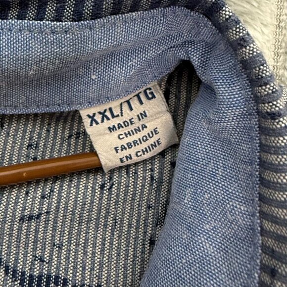 Tommy Bahama Mens XXL Pixel Palms Camp Shirt Blue Hawaiian Button-Up 100% Cotton - Picture 4 of 9